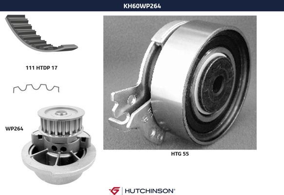 Комплект ремня ГРМ + насос водяной - Hutchinson KH 60WP264