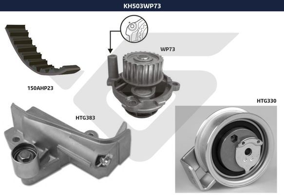 Комплект ремня ГРМ + насос водяной - Hutchinson KH 503WP73