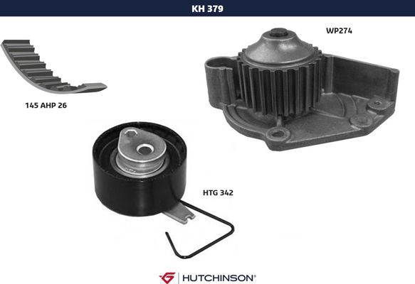 Комплект ремня ГРМ + насос водяной - Hutchinson KH 379WP274