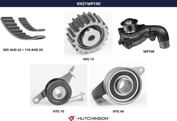 Комплект ремня ГРМ + насос водяной - Hutchinson KH 21WP100