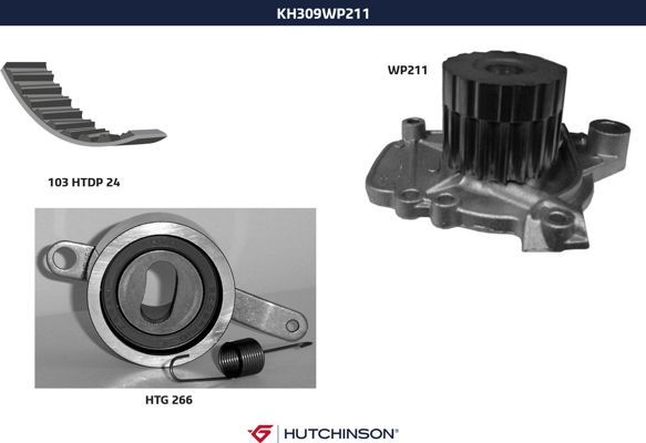 Комплект ремня ГРМ + насос водяной - Hutchinson KH 309WP211