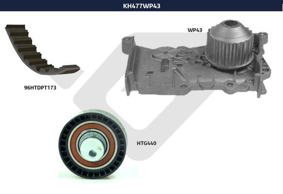 Комплект ремня ГРМ + насос водяной - Hutchinson KH 477WP43