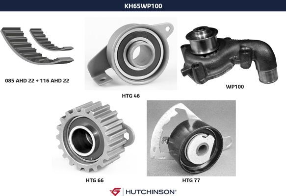 Комплект ремня ГРМ + насос водяной - Hutchinson KH 65WP100