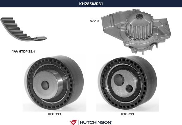 Комплект ремня ГРМ + насос водяной - Hutchinson KH 285WP31