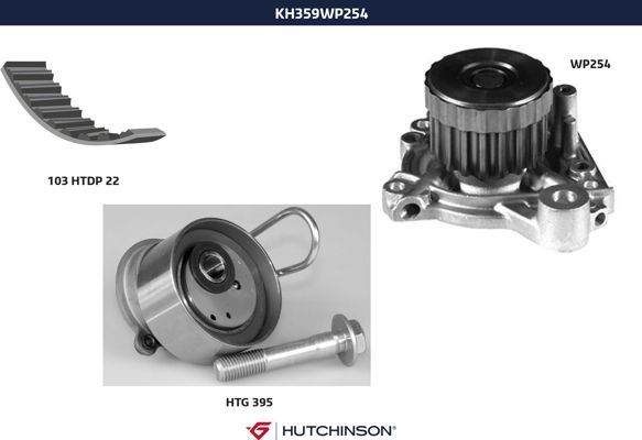 Комплект ремня ГРМ + насос водяной - Hutchinson KH 359WP254