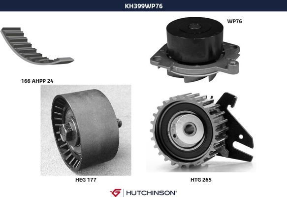 Комплект ремня ГРМ + насос водяной - Hutchinson KH 399WP76