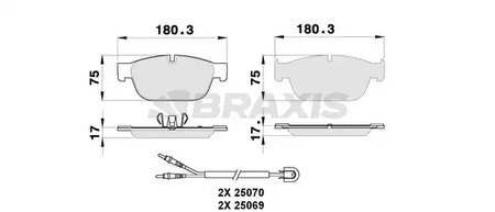 Колодки тормозные дисковые передние, комплект - BRAXIS AB0269