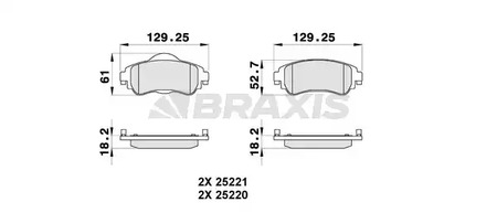 Колодки тормозные дисковые передние, комплект - BRAXIS AB0321