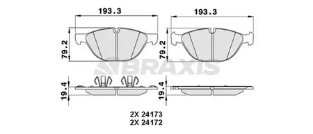 Колодки тормозные дисковые передние, комплект - BRAXIS AA0290