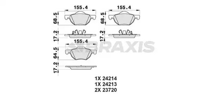 Колодки тормозные дисковые передние, комплект - BRAXIS AB0202