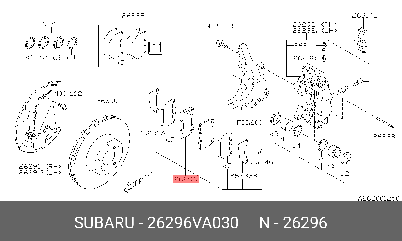 Колодки тормозные дисковые | перед | - Subaru 26296-VA030