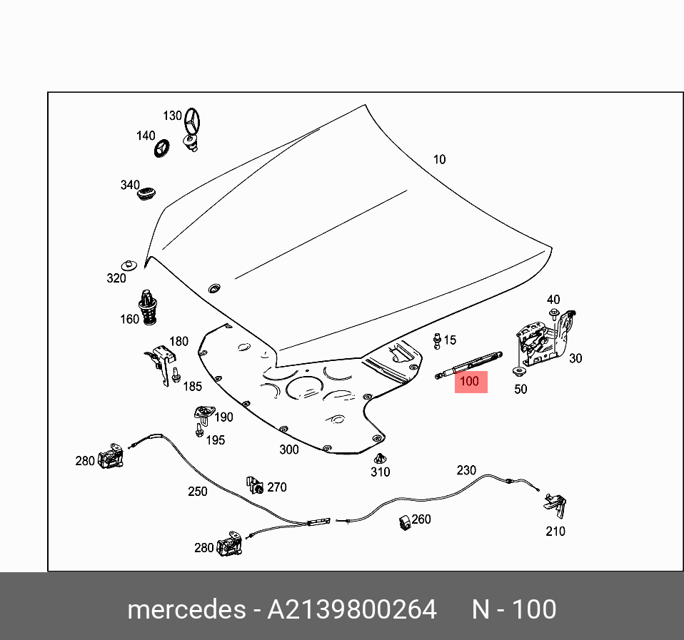 Амортизатор крышки багажника - Mercedes 2139800264