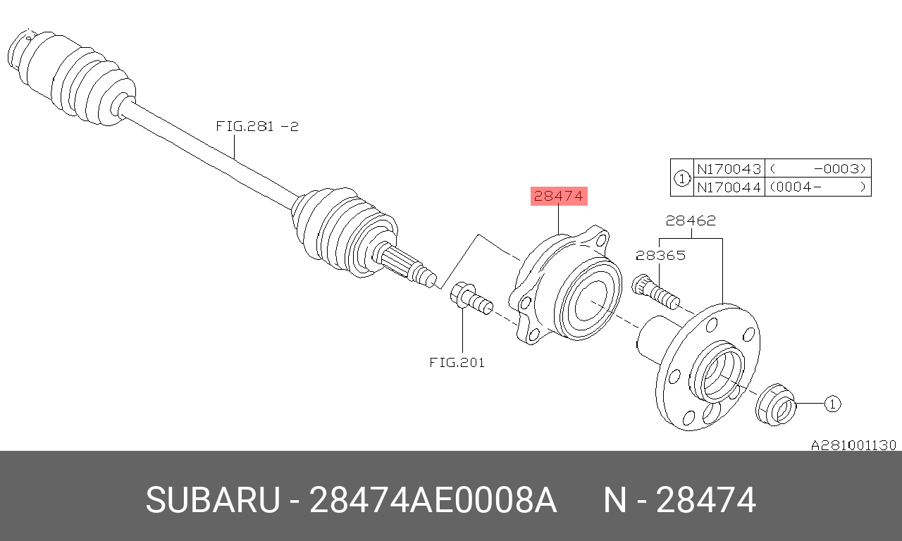 Подшипник ступицы колеса - Subaru 28474-AE000-8A
