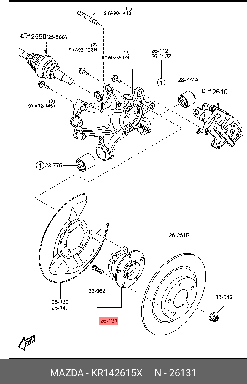 Подшипник ступицы колеса - Mazda KR14-26-15X