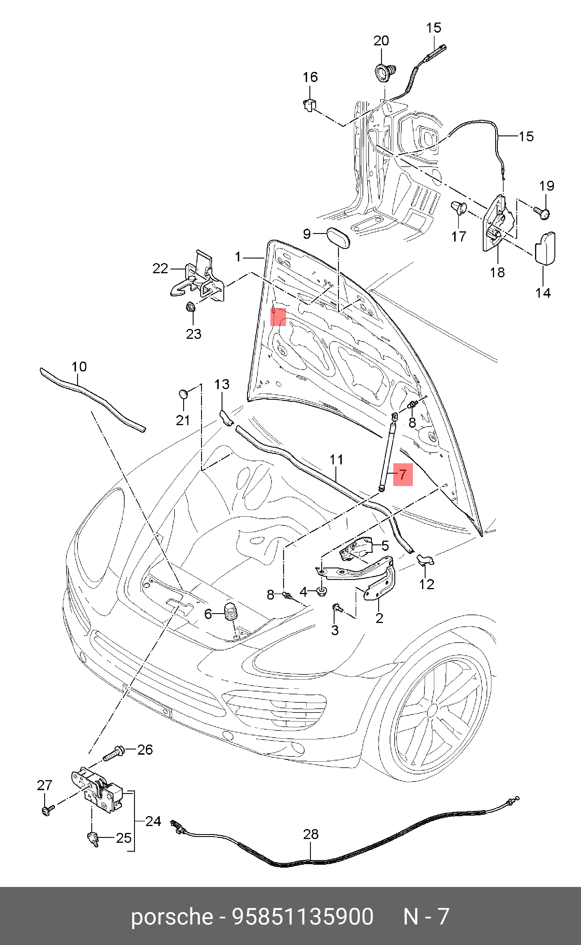 Амортизатор капота - VAG 95851135900