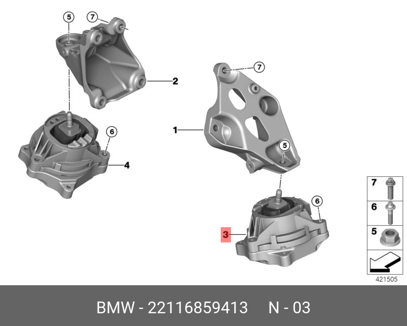 Подушка двигателя - BMW 22 11 6 859 413