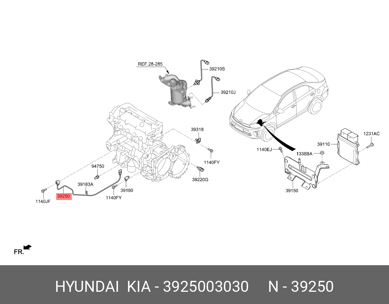 Переключатель (датчик) детонации двигателя - Hyundai/Kia 39250-03030