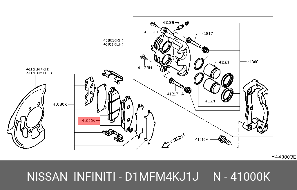 Колодки тормозные дисковые | перед | - Nissan D1MFM-4KJ1J