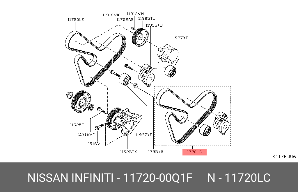 Ремень поликлиновый - Nissan 11720-00Q1F