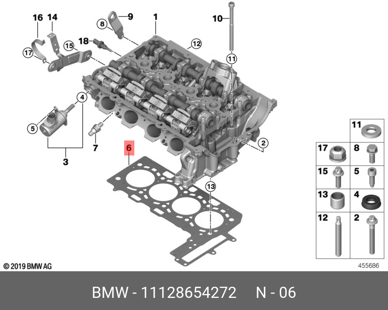 Прокладка головки блока цилиндров - BMW 11 12 8 654 272