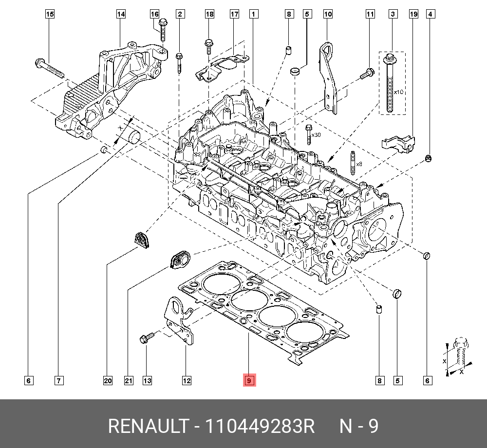 Прокладка головки блока цилиндров - Renault 11 04 492 83R
