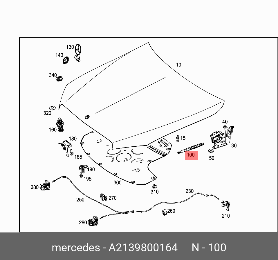 Амортизатор крышки багажника - Mercedes 2139800164