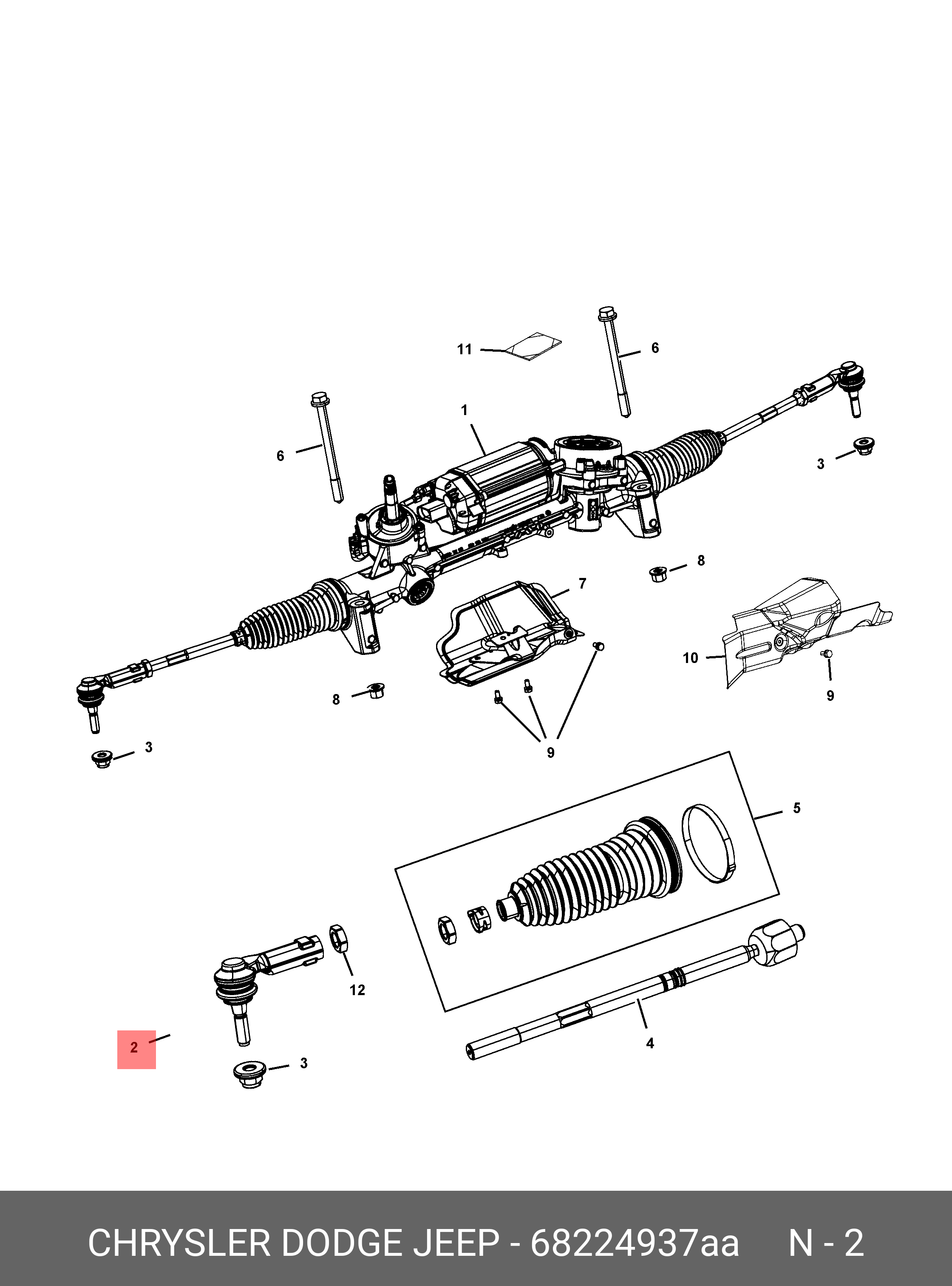 Наконечник рулевой тяги  | лев | - Chrysler 68224937-AA