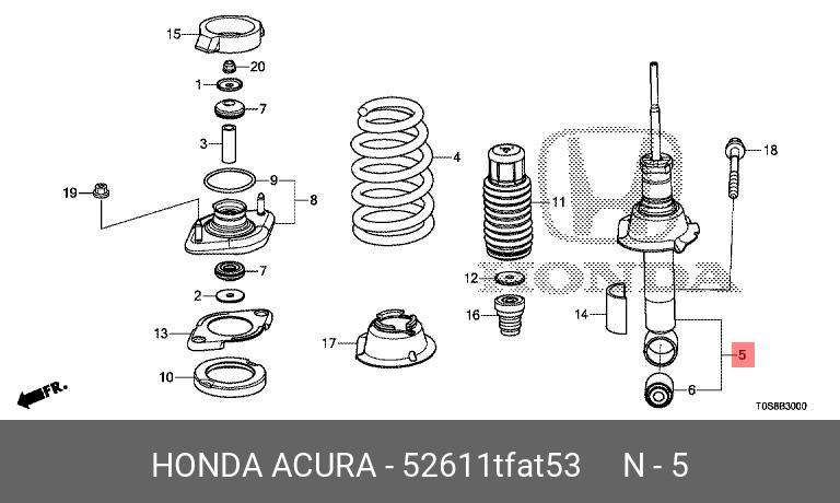 Амортизатор | зад | - Honda 52611-TFA-T53
