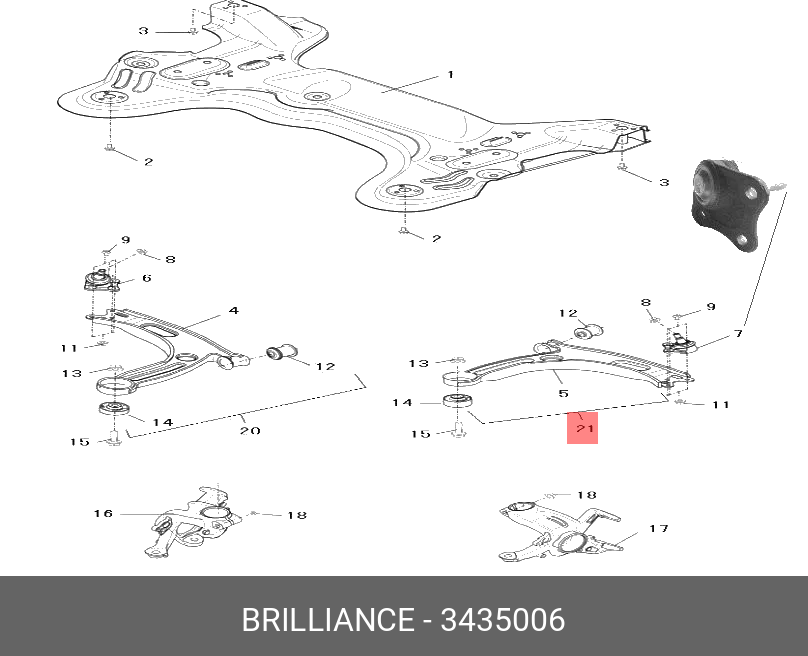 Рычаг передний подвески правый brilliance V5 - Brilliance 3435006