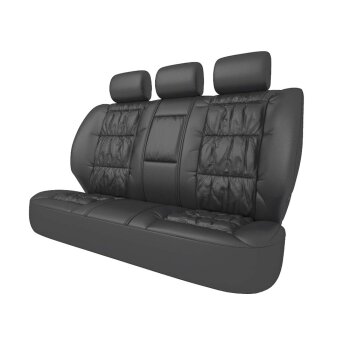 Чехлы Carfort Silver, кожа, комплект для заднего дивана, черные, 5 предм.(1/3) - CarFort SL-4221