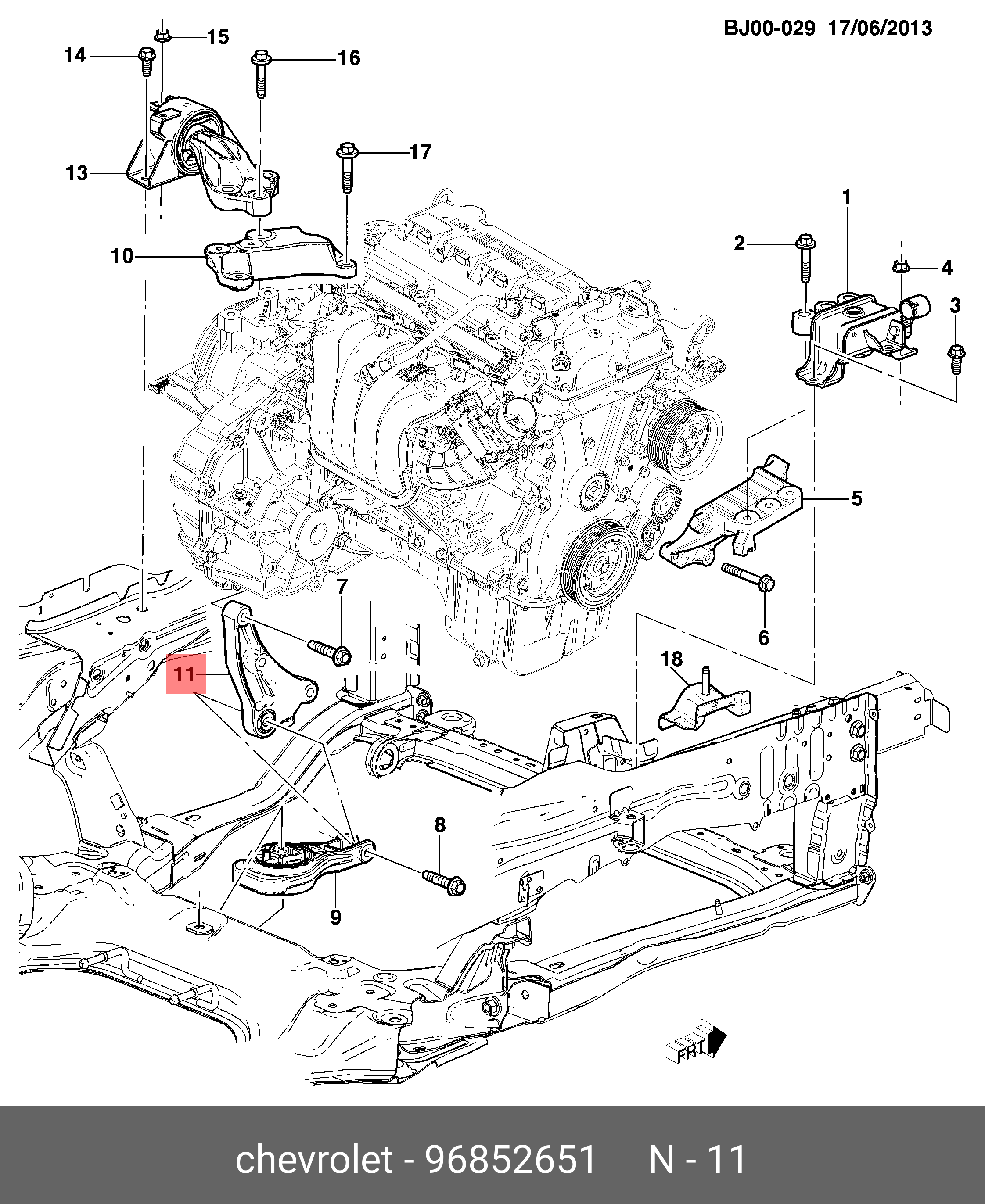 Подушка двигателя - Daewoo 96 852 651