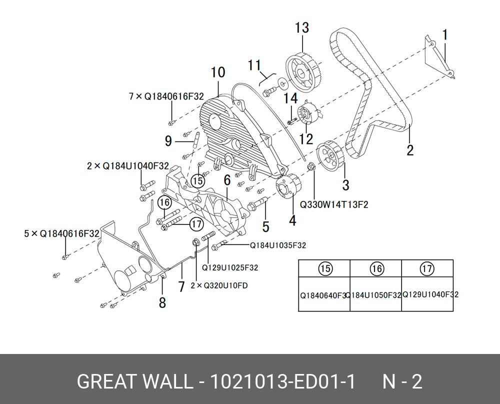 Ремень ГРМ hover H6 дизель - Great Wall 1021013ED011