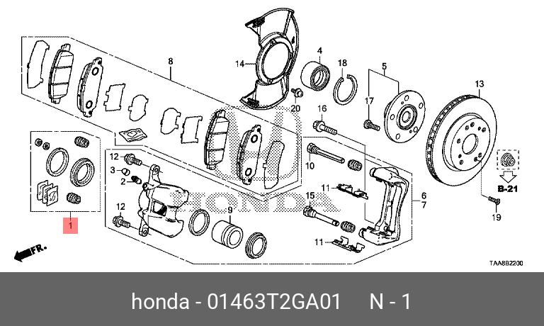 Автозапчасть - Honda 01463-T2G-A01