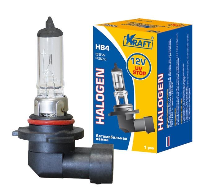 Лампа галоген 12V HB4 55W P22d  700025 KRAFT                KT 700025