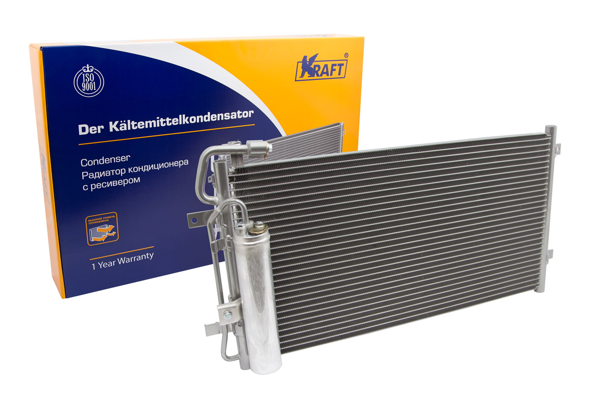 Радиатор кондиционера с ресивером ВАЗ 2170-72 (а/с Halla) - KRAFT KT 104043