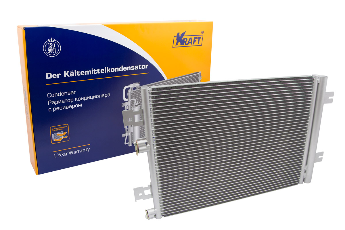 Радиатор кондиционера с ресивером Lada Largus (12-) (16кл) / Renault Logan (08-) - KRAFT KT 104039