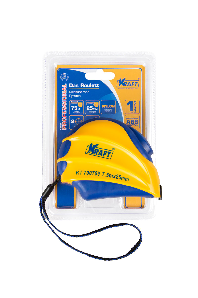 Рулетка 7,5м*25мм с автоматической фиксацией Professional (10 шт/уп) в - KRAFT KT 700759