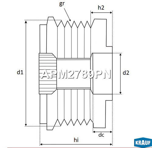 Шкив обгонный генератора - Krauf APM2789PN