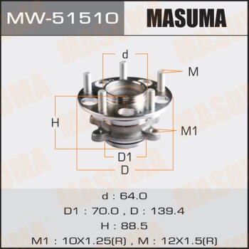 Ступичный узел masuma rear civic / fd1/ FD2 06- (with abs) | зад лев | - Masuma MW-51510