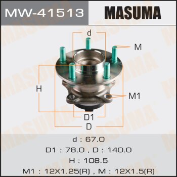 Ступичный узел masuma rear cx-7, mazda 6 06- (with abs) | зад лев | - Masuma MW-41513