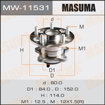Ступичный узел masuma rear venza / agv10l, ggv10l LH (with abs) | зад | - Masuma MW-11531