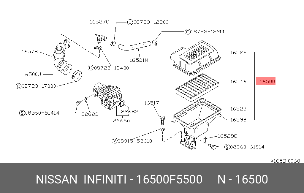 Фильтр воздушный - Nissan 16500-F5500