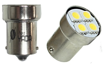Светодиод 24V g18.5 4 SMD (size 5050)r10w BA15s красный 1.1w 3.1lm - Nord Yada 904814