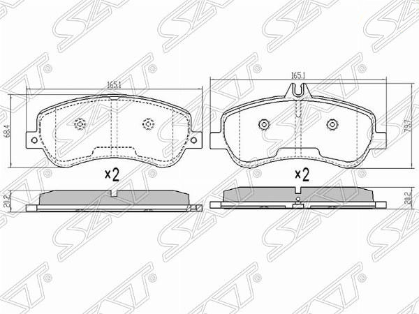 Колодки тормозные передние mercedes e-class 207 11-/mercedes GLK x204 08- - SAT STA0054204820
