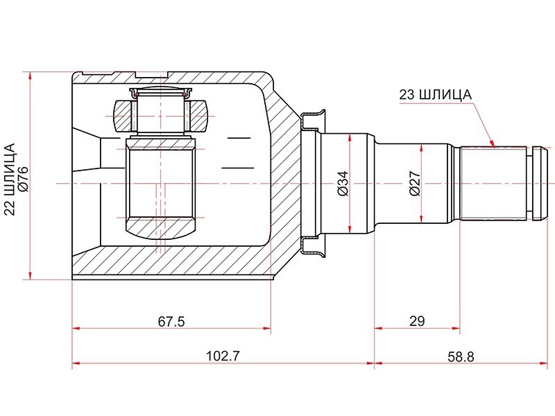 Шрус внутренний toyota platz/vitz/funcargo/ist 2nz/2suzuki - SAT TO705