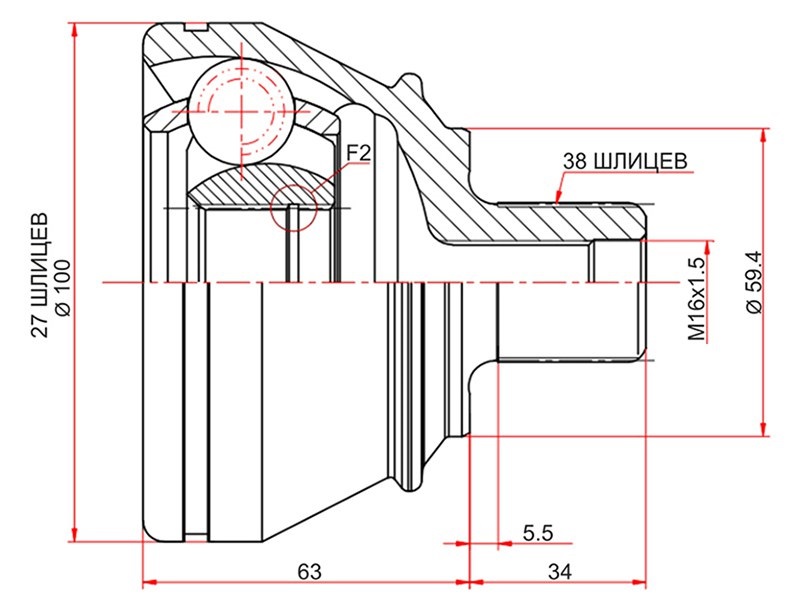 Шрус наружный audi A6 04-11/a8 02-10 - SAT AD203