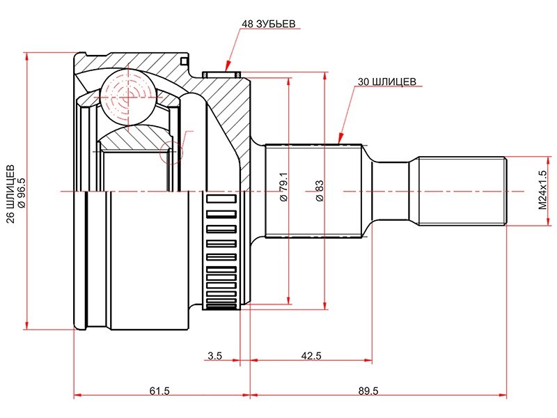 Шрус наружный mercedes benz ml163 98-05 - SAT ME208A