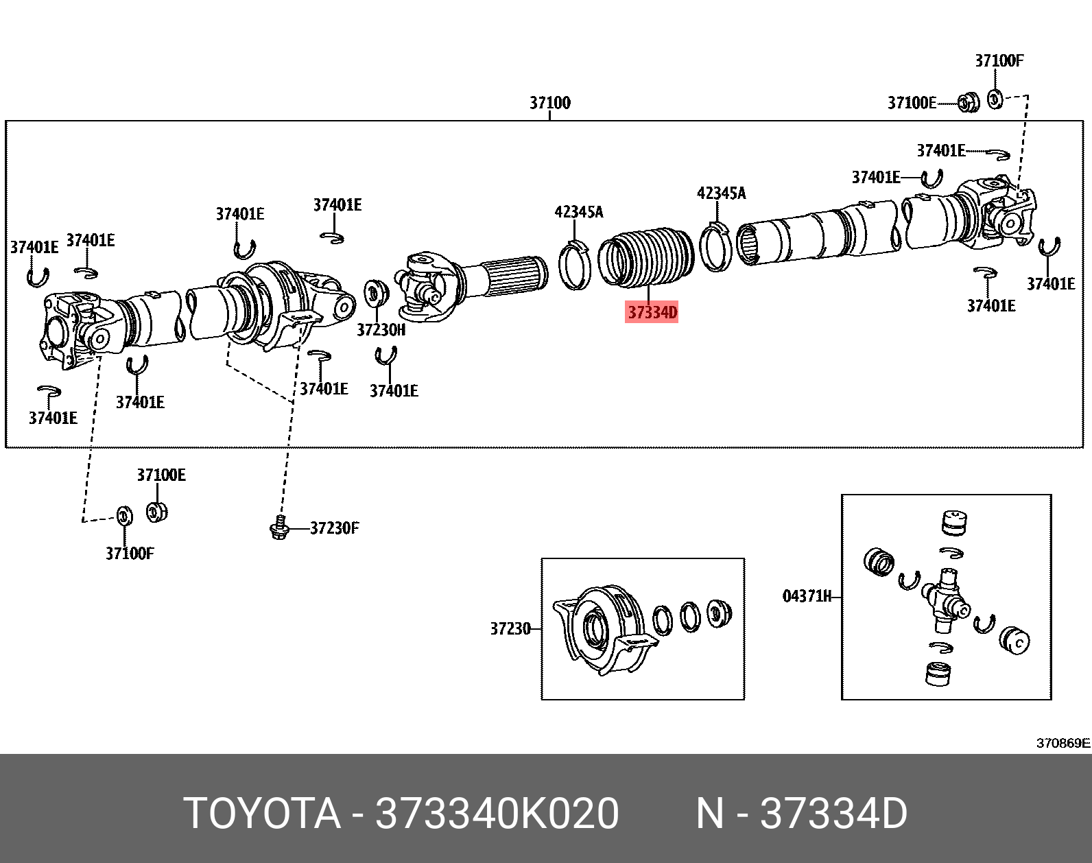 Пыльник карданного вала - Toyota 37334-0K020
