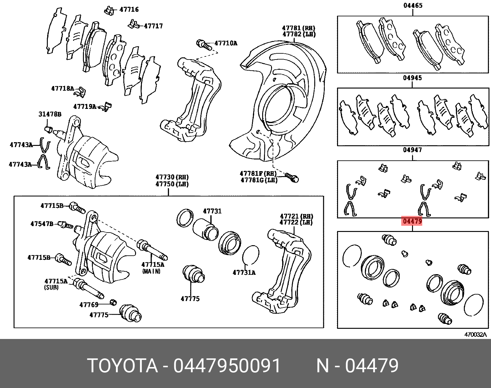 Ремкомплект суппорта | перед | - Toyota 447 950 091
