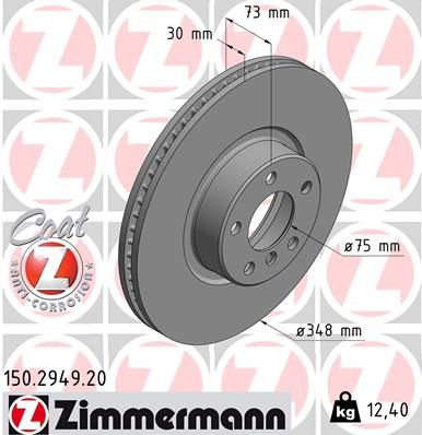 Диск тормозной перед лев BS BMW left Coat z X4 (f26) m 40 i 11.2014 - - Zimmermann 150294920